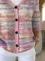 Cardigans Femmes Décontracté Ombre Printemps / Automne Polyester Col V Quotidien Manches Longues Régulier Élasticité moyenne
