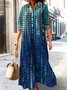 Femmes Géométrique Bleu Col V Confortable Robe Maxi Décontracté