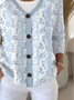 Cardigans Femmes Décontracté Printemps / Automne Plantes Polyester Col V Manches Longues Régulier Trapèze Élasticité moyenne