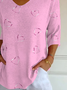 T-shirts Coeur/cordé Rétro Printemps / Automne Coton Micro-élasticité Quotidien Col Rond Régulier Régulier pour Femmes
