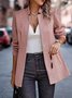 Micro-élasticité Col Châle Manches Longues Régulier Géométrique Veste de tweed Blouson Joint Fendu pour Femmes