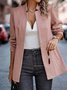 Micro-élasticité Col Châle Manches Longues Régulier Géométrique Veste de tweed Blouson Joint Fendu pour Femmes