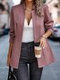 Micro-élasticité Col Châle Manches Longues Régulier Géométrique Veste de tweed Blouson Joint Fendu pour Femmes