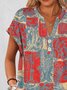 T-shirts Décontracté Floral Été Coton Micro-élasticité Quotidien Coupe Régulière Trapèze Régulier pour Femmes