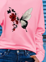 T-shirts Décontracté Floral Printemps / Automne Imprimé Ample Jersey Col Rond Droit Régulier pour Femmes