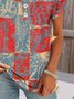 T-shirts Décontracté Floral Été Coton Micro-élasticité Quotidien Coupe Régulière Trapèze Régulier pour Femmes