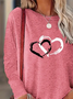T-shirts Décontracté Printemps / Automne Coeur/cordé Micro-élasticité Jersey Manches Longues Col Rond Droit Régulier pour Femmes