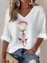 T-shirts Femmes Rue impression en 3D Printemps / Automne Polyester Micro-élasticité Quotidien Manches trois quarts Régulier Ligne T