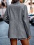 Micro-élasticité Col Châle Manches Longues Régulier Géométrique Veste de tweed Blouson Joint Fendu pour Femmes
