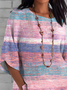 Blouses Géométrique Simple Été Polyester Quotidien Demi Manche Col Châle Droit Régulier pour Femmes