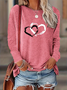 T-shirts Décontracté Printemps / Automne Coeur/cordé Micro-élasticité Jersey Manches Longues Col Rond Droit Régulier pour Femmes