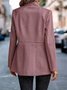 Micro-élasticité Col Châle Manches Longues Régulier Géométrique Veste de tweed Blouson Joint Fendu pour Femmes