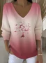 Pulls Femmes Décontracté Ombre Printemps / Automne Coton Col V Quotidien Régulier Trapèze Régulier