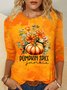 T-shirts Décontracté Printemps / Automne Toussaint Coton Micro-élasticité Coupe Régulière Col Rond Régulier Trapèze pour Femmes