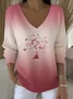 Pulls Femmes Décontracté Ombre Printemps / Automne Coton Col V Quotidien Régulier Trapèze Régulier