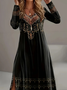 Femmes Ethnique Géométrie Noir Col Rond Confortable Robe Maxi Rétro