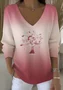 Pulls Femmes Décontracté Ombre Printemps / Automne Coton Col V Quotidien Régulier Trapèze Régulier