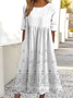 Femmes Motif dégradé Blanc Col Rond Confortable Robe Maxi Rétro