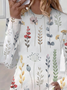 T-shirts Décontracté Floral Printemps / Automne Imprimé Ample Jersey Col Rond Régulier Droit pour Femmes