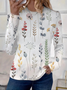 T-shirts Décontracté Floral Printemps / Automne Imprimé Ample Jersey Col Rond Régulier Droit pour Femmes