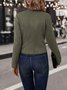 Micro-élasticité Col Montant Manches Longues Devant Ouvert Régulier Plain Blazer Joint Fendu pour Femmes