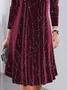 Femmes Géométrique Rouge Col V Confortable Robe Mi-Longue Décontracté