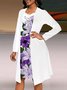 Femmes Floral Blanc Col V Confortable Robe Mi-Longue Décontracté