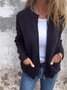 Micro-élasticité Col Montant Manches Longues Régulier Plain Blouson Aviateur Blouson Joint Fendu pour Femmes