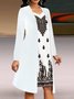 Femmes Géométrique Blanc Col V Confortable Robe Mi-Longue Décontracté