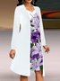 Femmes Floral Blanc Col V Confortable Robe Mi-Longue Décontracté