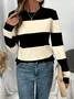 Pulls Rayé Simple Printemps / Automne Polyester Imprimé Faire la navette Régulier Droit Régulier pour Femmes
