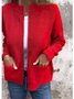 Micro-élasticité Col Montant Manches Longues Régulier Plain Blouson Aviateur Blouson Joint Fendu pour Femmes