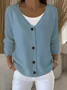 Cardigans Femmes Décontracté Plain Printemps / Automne Col V Micro-élasticité Ample Manches Longues Régulier Droit