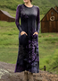 Femmes Ethnique Couleur 1 Col V Confortable Robe Maxi Rétro