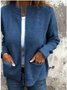 Micro-élasticité Col Montant Manches Longues Régulier Plain Blouson Aviateur Blouson Joint Fendu pour Femmes
