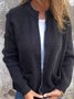 Micro-élasticité Col Montant Manches Longues Régulier Plain Blouson Aviateur Blouson Joint Fendu pour Femmes