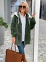 Col Châle Manches Longues Épaissi Plain Sweat à capuche zippé Caniche Blouson pour Femmes