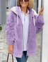 Col Châle Manches Longues Épaissi Plain Sweat à capuche zippé Caniche Blouson pour Femmes
