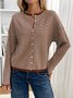 Cardigans Femmes Rayé Décontracté Printemps / Automne Polyester Quotidien Coupe Régulière Col Rond Régulier Élasticité moyenne