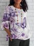 Blouses Femmes Décontracté Floral Été Polyester Aucune élasticité Coupe Régulière Régulier Droit Régulier