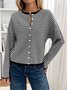 Cardigans Femmes Rayé Décontracté Printemps / Automne Polyester Quotidien Coupe Régulière Col Rond Régulier Élasticité moyenne