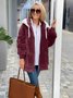 Col Châle Manches Longues Épaissi Plain Sweat à capuche zippé Caniche Blouson pour Femmes