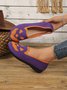 Chaussures à Tige Basse Géométrique Décontracté Toutes Les Saisons Vacances à Talon Plat Toile Caoutchouc à Enfiler Chaussures à Tige Basse pour Femmes