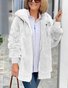 Col Châle Manches Longues Épaissi Plain Sweat à capuche zippé Caniche Blouson pour Femmes