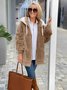 Col Châle Manches Longues Épaissi Plain Sweat à capuche zippé Caniche Blouson pour Femmes