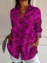 Chemises Simple Floral Printemps / Automne Faire la navette Manches Longues Mi-long Droit Régulier Projectile à quatre côtés pour Femmes