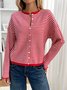 Cardigans Femmes Rayé Décontracté Printemps / Automne Polyester Quotidien Coupe Régulière Col Rond Régulier Élasticité moyenne