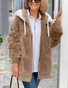 Col Châle Manches Longues Épaissi Plain Sweat à capuche zippé Caniche Blouson pour Femmes