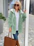 Col Châle Manches Longues Épaissi Plain Sweat à capuche zippé Caniche Blouson pour Femmes