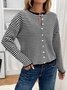 Cardigans Femmes Rayé Décontracté Printemps / Automne Polyester Quotidien Coupe Régulière Col Rond Régulier Élasticité moyenne